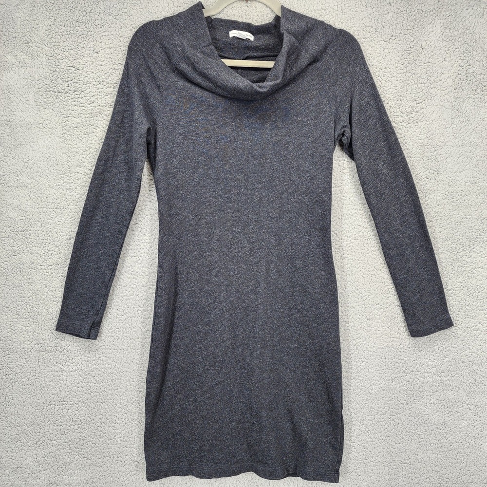 Standard James Perse Womens Size 2 Heather Gray Cowl Neck Long Sleeve Knit Dress